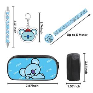 G-Ahora Kpop Bangtan Boys Pencil Cases Large Capacity Pouch Bag with Keychain Pens Washi Tape Army Cartoon School Supplies for Students(PC-KOYA)