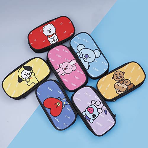 G-Ahora Kpop Bangtan Boys Pencil Cases Large Capacity Pouch Bag with Keychain Pens Washi Tape Army Cartoon School Supplies for Students(PC-KOYA)