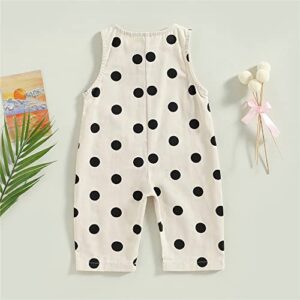 LAGKIYOJ Toddler Baby Girl Summer Romper Clothes Dot Print Sleeveless Button Jumpsuit Bodysuit Overalls Pants with Pocket (Dot Print,18-24M)