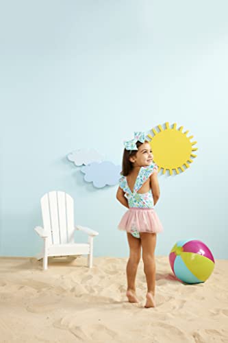 Mud Pie Girls Reversible Swimsuit & Tutu Set, Turtles/Stripes, 4T