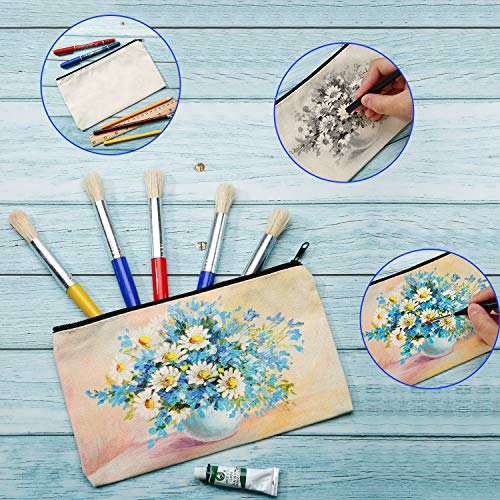Canvas Makeup Bags Canvas Zipper Pouch Bags Pencil Case Blank DIY Craft Bags Cosmetic Pouch for Travel DIY Craft School (Black and White, 10 Pieces)