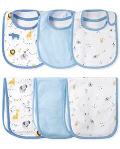 the children’s place baby bib and burp cloth set 6-pack, food/animal/stripe, one size