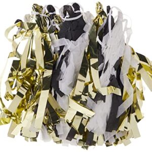 Unique Tissue Tassel Garland, 9 Ft, Gold, Black & White