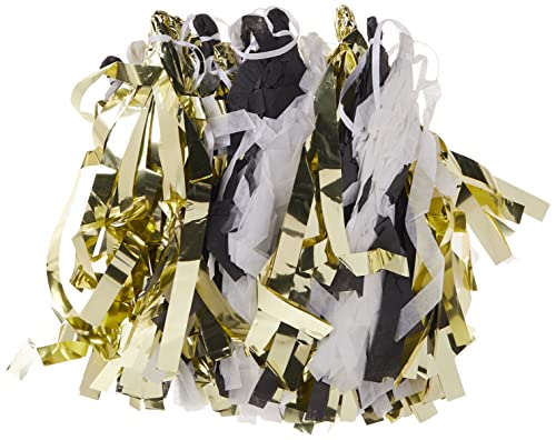 Unique Tissue Tassel Garland, 9 Ft, Gold, Black & White