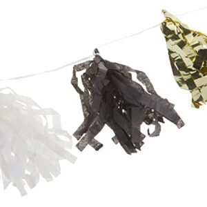 Unique Tissue Tassel Garland, 9 Ft, Gold, Black & White