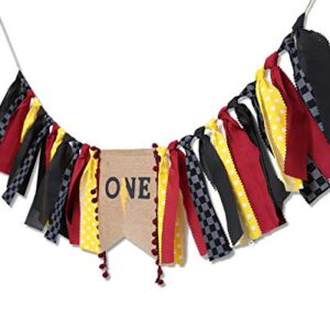 WAOUH Lightning Banner For 1st Birthday - High Chair Banner For First Birthday Decorations, Rag Tie Fabric Garland, Photo Booth Props, Birthday Souvenir And Gifts(Yellow Red And Black)