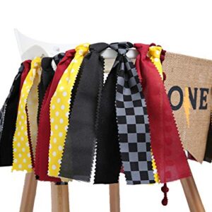 WAOUH Lightning Banner For 1st Birthday - High Chair Banner For First Birthday Decorations, Rag Tie Fabric Garland, Photo Booth Props, Birthday Souvenir And Gifts(Yellow Red And Black)