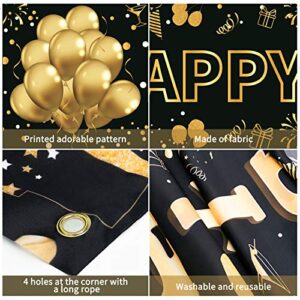 Yoaokiy Happy 40th Anniversary Banner Decorations, 40 Year Wedding Anniversary Party Supplies Backdrop Sign, Gold 40 Anniversary Photo Props for Outdoor & Indoor(9.8x1.6ft)