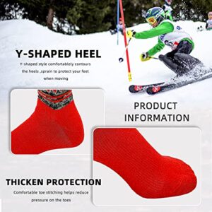 KALAKIDS Toddler Ski Socks Elk Pattern Warm Snowboard Winter Sports Socks 2 Pairs (Red + Purple) XS