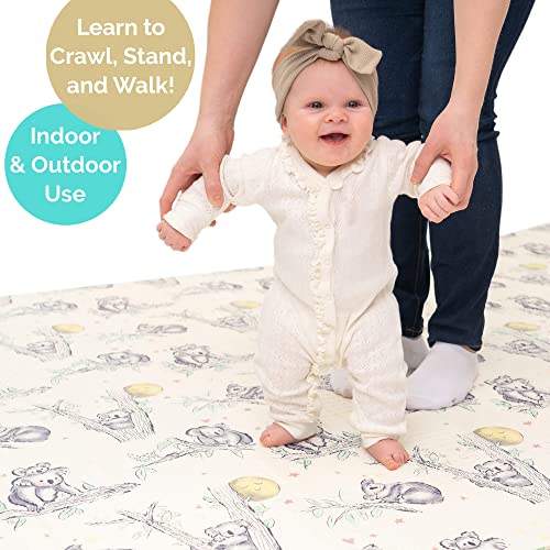 JumpOff Jo - Large Waterproof Foam Padded Play Mat for Infants, Babies, Toddlers, Play & Tummy Time, Foldable Activity Mat, 70 in. x 59 in. - Llama & Koala, Pack of 1