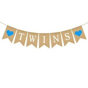 rustic burlap twins banner for twin boys baby shower party decoration