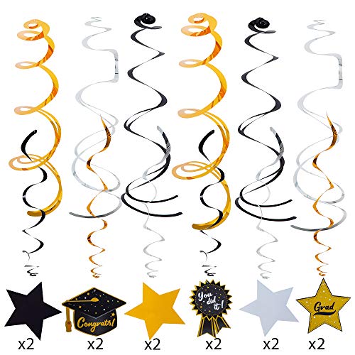 JOYIN 2023 Graduation Party Decoration 26 Pcs Hanging Swirls String Banner Graduation Decorations Kit for Congrats Grad Indoor Outdoor School Part Supplies