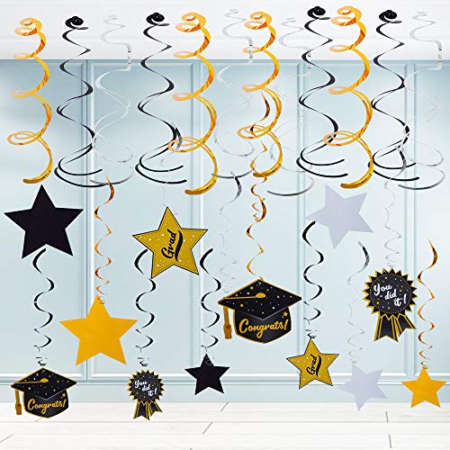 JOYIN 2023 Graduation Party Decoration 26 Pcs Hanging Swirls String Banner Graduation Decorations Kit for Congrats Grad Indoor Outdoor School Part Supplies