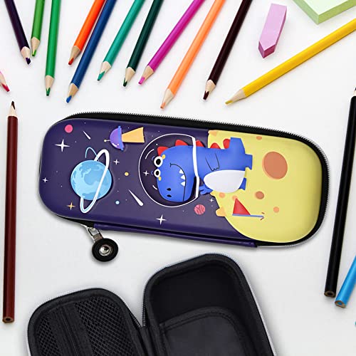 Pencil Case for Kids Boys, 3D Space Dinosaur Large Capacity Pencil Box with Compartments, Multifunction Zipper Storage Pencil Bag for Girls Students Teen School Supply