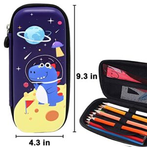 Pencil Case for Kids Boys, 3D Space Dinosaur Large Capacity Pencil Box with Compartments, Multifunction Zipper Storage Pencil Bag for Girls Students Teen School Supply