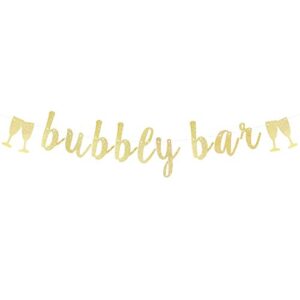 lingteer bubbly bar gold glitter bunting banner perfect for wedding bridal shower bachelorette party gift keepsake decorations backdrop sign.