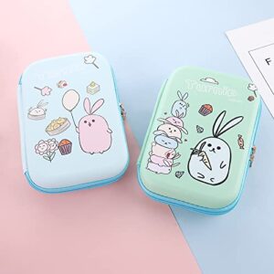 Bunny Pencil Case Holder for Boys Girls Kids, Cute EVA Pen Marker Pouch Stationery Box Anti-Shock Large Storage Capacity Multi-Compartment for School KG APHA Green