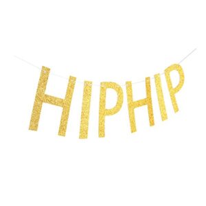 Hip Hip Hooray Banner, Gold Glitter Sign for Birthday Party, Graduation/Engagement/Wedding/Anniversary Party