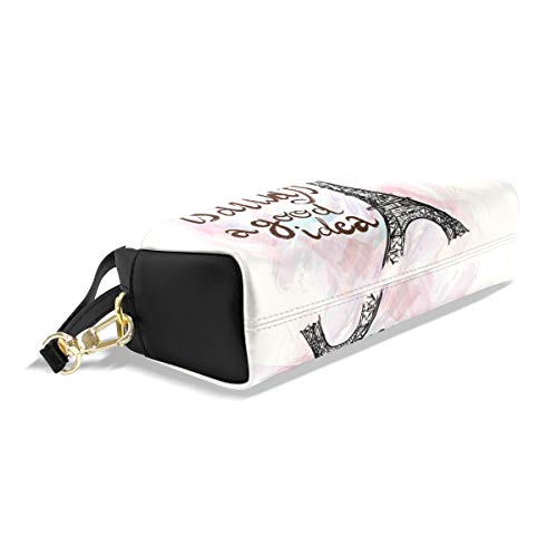 ALAZA Cute Pencil Case Paris Always Good Idea Eiffel Tower Pen Cases Organizer PU Leather Comestic Makeup Bag Make up Pouch, Back to School Gifts