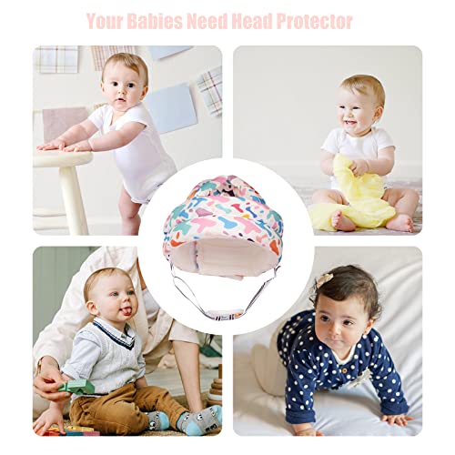 Baby Safety Helmet Infant Toddler Breathable & Adjustable Head Cushion Bumper Bonnet for Running Walking Crawling with Soft Knee Pads (Candy Colors)