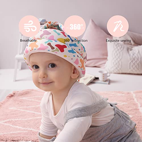 Baby Safety Helmet Infant Toddler Breathable & Adjustable Head Cushion Bumper Bonnet for Running Walking Crawling with Soft Knee Pads (Candy Colors)