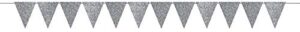 amscan large paper pennant banner – 1 pc, sparkling silver