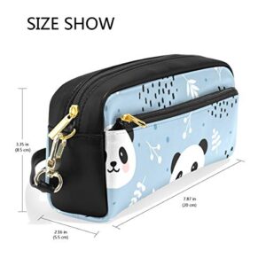 ALAZA Cute Pencil Case Panda Leaf Polka Dot Pen Cases Organizer PU Leather Comestic Makeup Bag Make up Pouch, Back to School Gifts