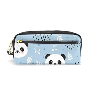 ALAZA Cute Pencil Case Panda Leaf Polka Dot Pen Cases Organizer PU Leather Comestic Makeup Bag Make up Pouch, Back to School Gifts