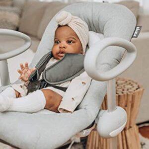 BEABA Up & Down Portable Baby Rocker, 4 Height Levels + 3 Reclining Positions with 1 Click, Couch and Table Height Rocker, Baby Seat, Baby Lounger, Baby Essentials, Baby Gear, Gray