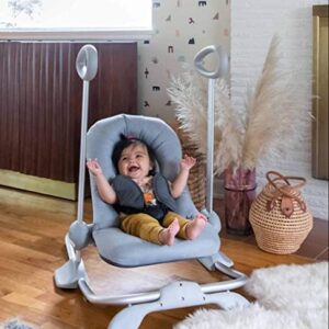 BEABA Up & Down Portable Baby Rocker, 4 Height Levels + 3 Reclining Positions with 1 Click, Couch and Table Height Rocker, Baby Seat, Baby Lounger, Baby Essentials, Baby Gear, Gray