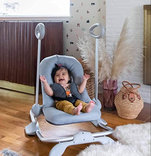 BEABA Up & Down Portable Baby Rocker, 4 Height Levels + 3 Reclining Positions with 1 Click, Couch and Table Height Rocker, Baby Seat, Baby Lounger, Baby Essentials, Baby Gear, Gray