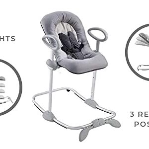 BEABA Up & Down Portable Baby Rocker, 4 Height Levels + 3 Reclining Positions with 1 Click, Couch and Table Height Rocker, Baby Seat, Baby Lounger, Baby Essentials, Baby Gear, Gray