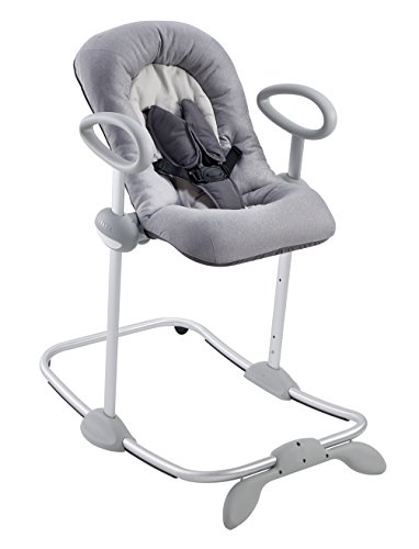 BEABA Up & Down Portable Baby Rocker, 4 Height Levels + 3 Reclining Positions with 1 Click, Couch and Table Height Rocker, Baby Seat, Baby Lounger, Baby Essentials, Baby Gear, Gray