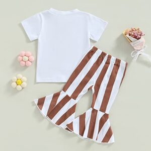 woshilaocai Toddler Baby Girl Short Sleeve Shirts Tops Flared Long Pants Set Kids Animal Letter 2Pcs Festival Outfits Clothes (Easter Egg Striped,18-24 Months)