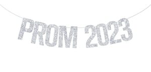 prom 2023 banner, prom night decor, 2023 graduation decorations, class of 2023 grad party decorations supplies silver glitter