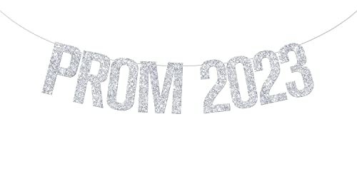 Prom 2023 Banner, Prom Night Decor, 2023 Graduation Decorations, Class of 2023 Grad Party Decorations Supplies Silver Glitter