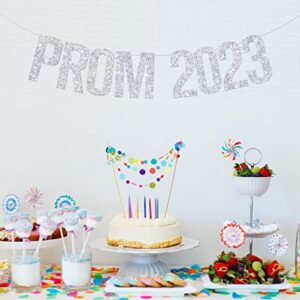 Prom 2023 Banner, Prom Night Decor, 2023 Graduation Decorations, Class of 2023 Grad Party Decorations Supplies Silver Glitter