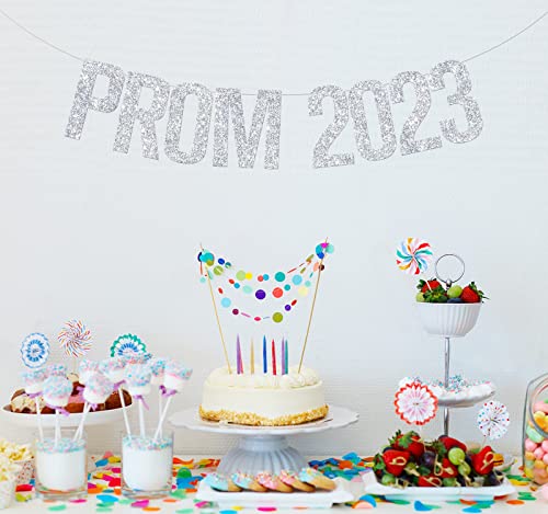 Prom 2023 Banner, Prom Night Decor, 2023 Graduation Decorations, Class of 2023 Grad Party Decorations Supplies Silver Glitter