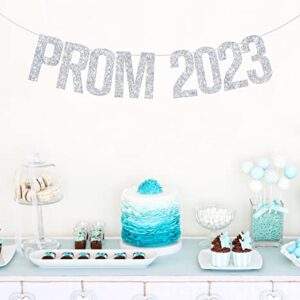 Prom 2023 Banner, Prom Night Decor, 2023 Graduation Decorations, Class of 2023 Grad Party Decorations Supplies Silver Glitter