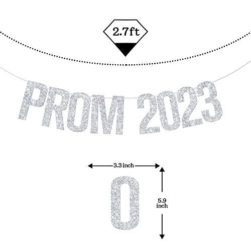 Prom 2023 Banner, Prom Night Decor, 2023 Graduation Decorations, Class of 2023 Grad Party Decorations Supplies Silver Glitter