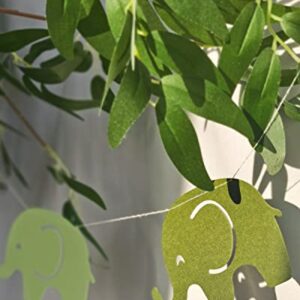 Green Baby Shower Garland Elephant Banner Elephant Theme Party Decoration Birthday Supplies Baby Nursery Classroom Decorations Gender Reveal Decoration 10Feet 17pcs