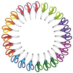 wa portman 5 inch blunt kids scissors 24 pack – small scissors for home and classroom craft supplies – kids safety scissors for back to school – scissors for school kids – blunt tip scissors for kids