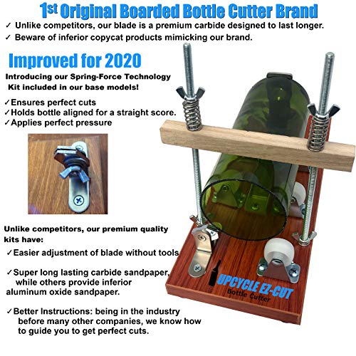 Glass Bottle Cutter Kit: Beer & Wine Bottle Cutter Tool to Make Glasses + Edge Sanding Paper & Spring-Force Technology Kit