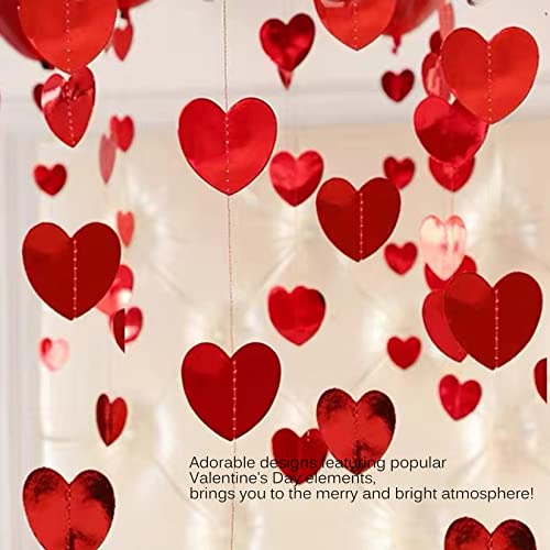 200 PCS Red Hanging Heart Garland Decorations Felt Banner for Valentines Day Wedding Anniversary Birthday Party Supplies Home Décor (DIY)