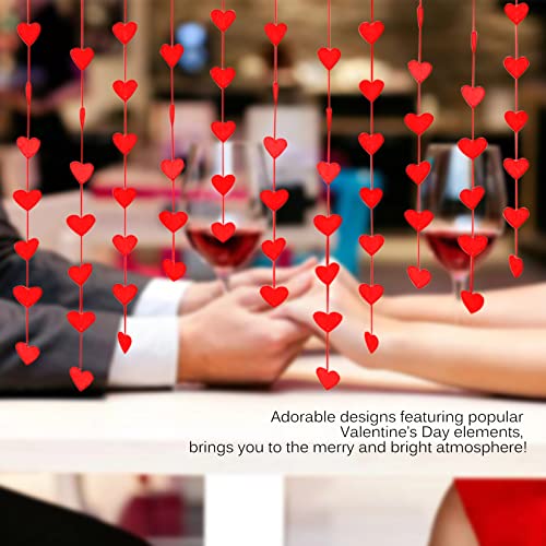 200 PCS Red Hanging Heart Garland Decorations Felt Banner for Valentines Day Wedding Anniversary Birthday Party Supplies Home Décor (DIY)