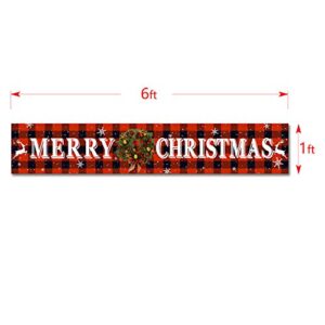 Merry Christmas Banner Christmas Eve Signs Huge Banner Decorations Giant Happy New Years Supplies Fence Yard Sign Indoor Outdoor Decorations Photo Backdrop 6 Feet