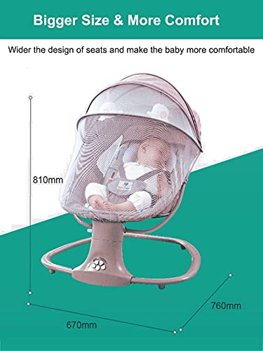 Baby Bouncer Baby Cradle Portable Swing Infant Motorized Adjustable Rocker with Bluetooth Music Speaker and 5 Swaying Gears Preset Lullabies and Smooth Remote Control (Pink)