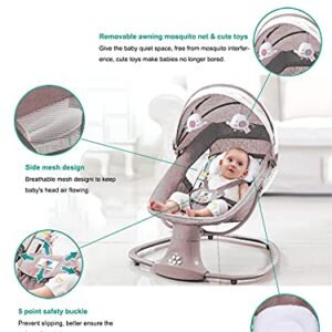 Baby Bouncer Baby Cradle Portable Swing Infant Motorized Adjustable Rocker with Bluetooth Music Speaker and 5 Swaying Gears Preset Lullabies and Smooth Remote Control (Pink)