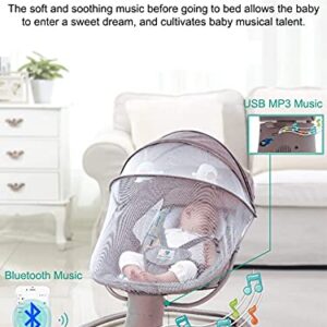 Baby Bouncer Baby Cradle Portable Swing Infant Motorized Adjustable Rocker with Bluetooth Music Speaker and 5 Swaying Gears Preset Lullabies and Smooth Remote Control (Pink)