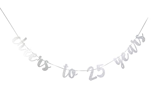 StarsGarden Cheers to 25 Years Banner – It's My Funny Fabulous 25 Banner -25th Birthday Banner Decorations - Finally 25 Milestone Happy Birthday Decorations(Silver 25) (SG-22NP458)